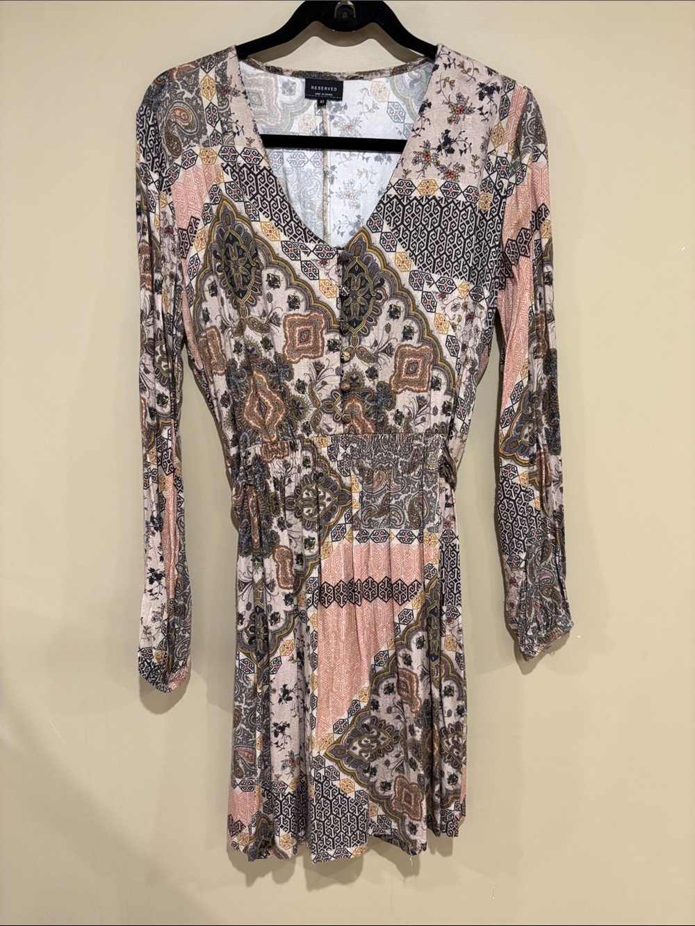 Tie back patchwork paisley boho dress